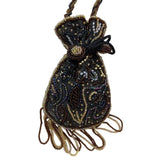 Vintage Handmade Women's Drawstring Beaded Purse Bag Sz S