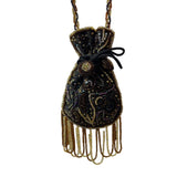 Vintage Handmade Women's Drawstring Beaded Purse Bag Sz S