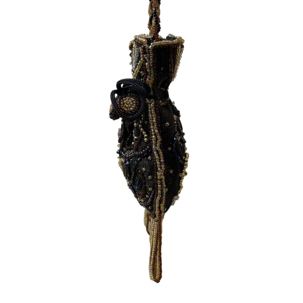 Vintage Handmade Women's Drawstring Beaded Purse Bag Sz S