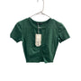 Zara Womens Green Cotton Ruched Cropped Tee Size S With Tags
