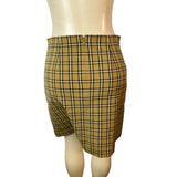 Loft Women's Mustard Yellow & Black Grid Pattern High Waist Short Skirt Sz 6P