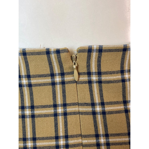 Loft Women's Mustard Yellow & Black Grid Pattern High Waist Short Skirt Sz 6P