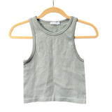 Stradivarius Womens Ribbed Gray Tank Top Sleeveless Cropped Style Size S Casual