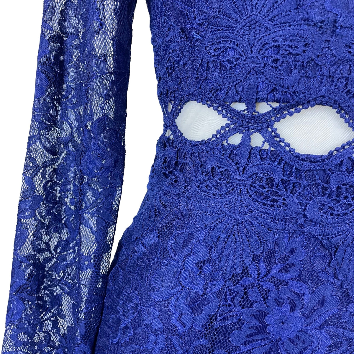 Fashion Nova Women’s Blue Lace Long Sleeve Maxi Mermaid Dress Size S - New