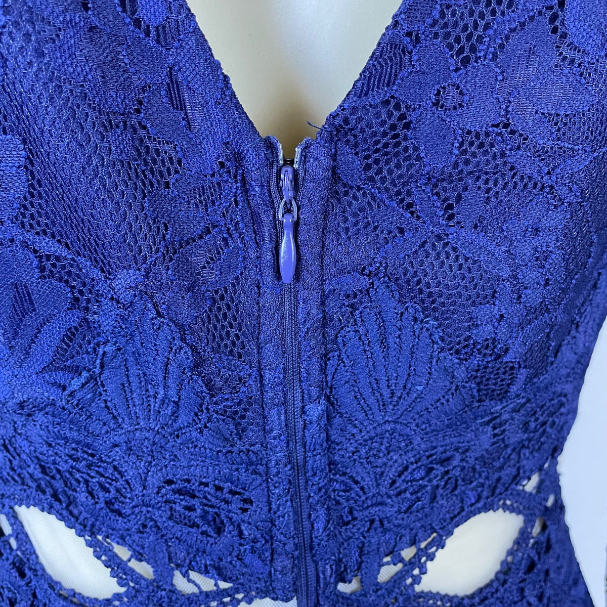 Fashion Nova Women’s Blue Lace Long Sleeve Maxi Mermaid Dress Size S - New