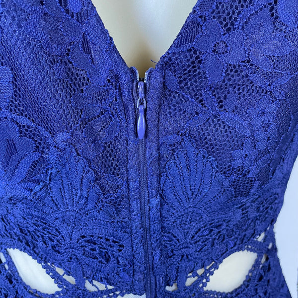 Fashion Nova Women’s Blue Lace Long Sleeve Maxi Mermaid Dress Size S - New