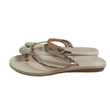 Women's Beige Pineapple Faux Pearls Rhinstone Strap Sandals Sz 42 (11.5 US)