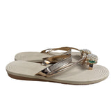Women's Beige Pineapple Faux Pearls Rhinstone Strap Sandals Sz 42 (11.5 US)