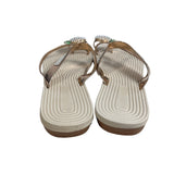 Women's Beige Pineapple Faux Pearls Rhinstone Strap Sandals Sz 42 (11.5 US)