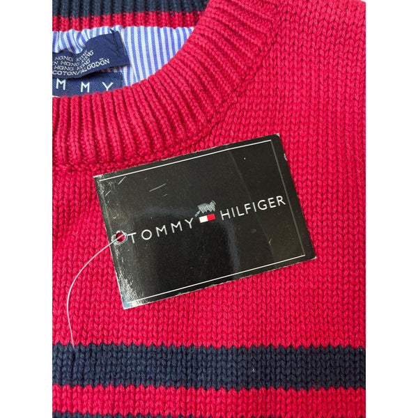 Tommy Hilfiger Men's Red Striped Sweater Sz L - NWT