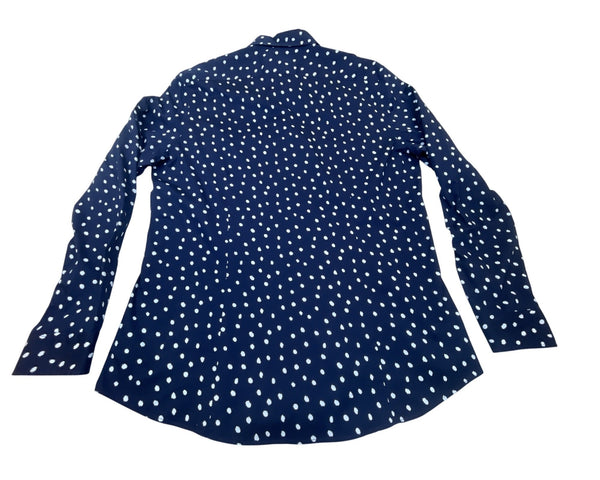 Michael Kors Mens Navy Cotton Stretch Polka Dot Button-Up Dress Shirt Sz XXL