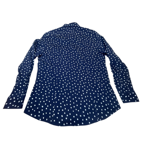 Michael Kors Mens Navy Cotton Stretch Polka Dot Button-Up Dress Shirt Sz XXL