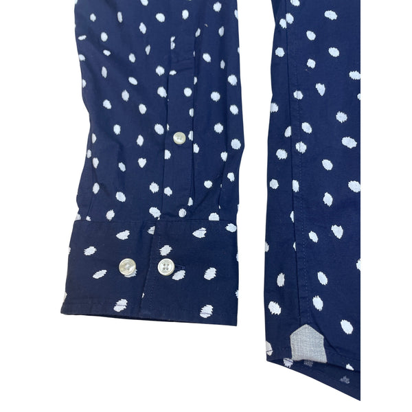 Michael Kors Mens Navy Cotton Stretch Polka Dot Button-Up Dress Shirt Sz XXL