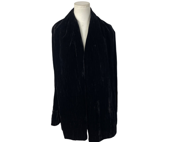 Ellen Tracy Women's Black Velvet Open Front Jacket Elegant Layering Size L
