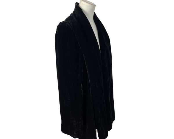 Ellen Tracy Women's Black Velvet Open Front Jacket Elegant Layering Size L