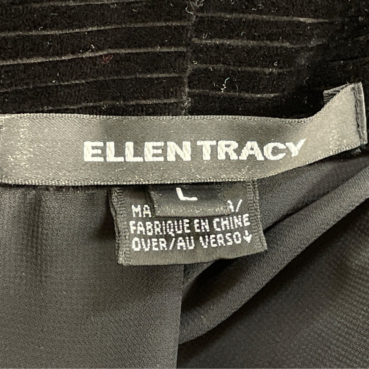 Ellen Tracy Women's Black Velvet Open Front Jacket Elegant Layering Size L