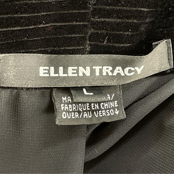 Ellen Tracy Women's Black Velvet Open Front Jacket Elegant Layering Size L
