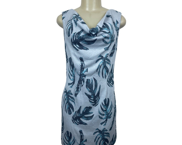 Tyler Boe Women Blue Short Sleeve Shift Dress with Back Zipper Sz XS - New