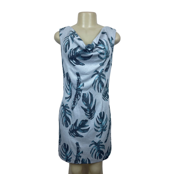 Tyler Boe Women Blue Short Sleeve Shift Dress with Back Zipper Sz XS - New