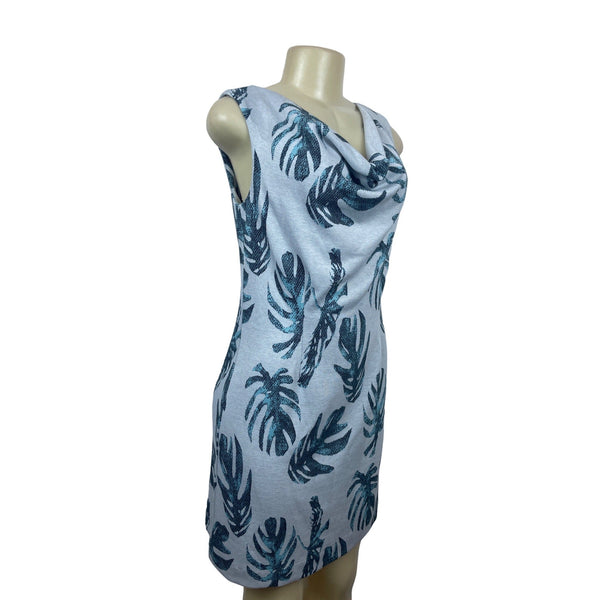 Tyler Boe Women Blue Short Sleeve Shift Dress with Back Zipper Sz XS - New