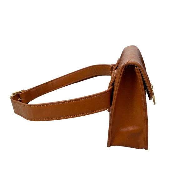 Ecosusi Women's Tan Brown With Gold tone Lock Fanny Pack Sz S