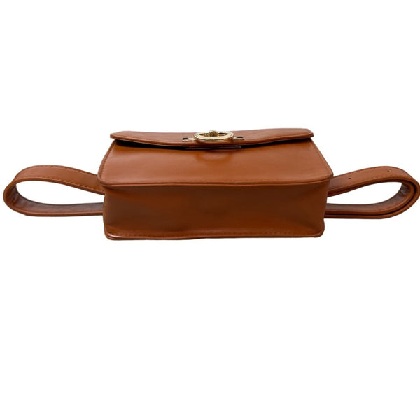 Ecosusi Women's Tan Brown With Gold tone Lock Fanny Pack Sz S