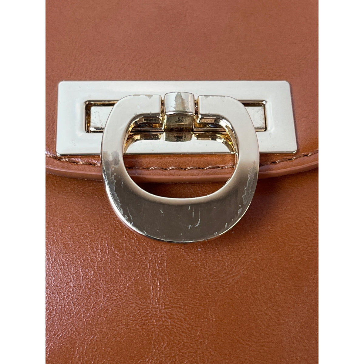 Ecosusi Women's Tan Brown With Gold tone Lock Fanny Pack Sz S