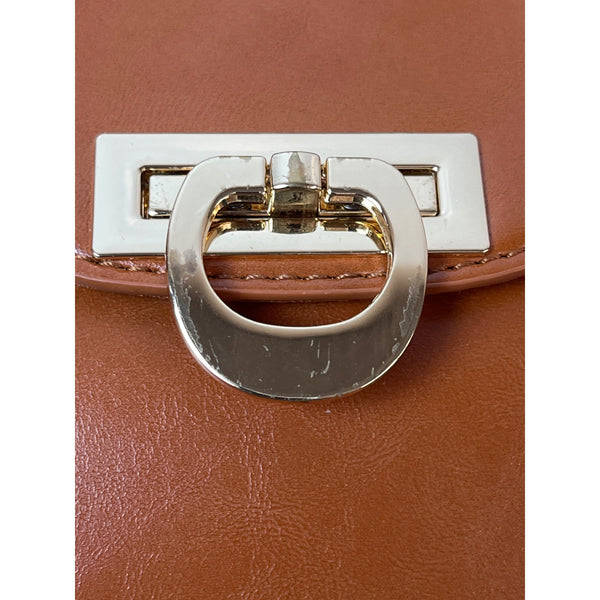 Ecosusi Women's Tan Brown With Gold tone Lock Fanny Pack Sz S