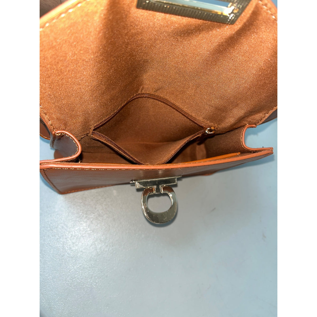 Ecosusi Women's Tan Brown With Gold tone Lock Fanny Pack Sz S