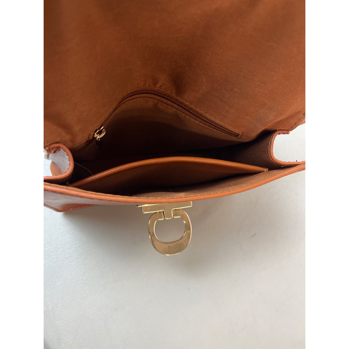 Ecosusi Women's Tan Brown With Gold tone Lock Fanny Pack Sz S