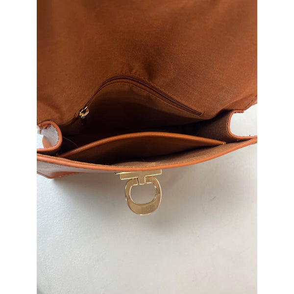 Ecosusi Women's Tan Brown With Gold tone Lock Fanny Pack Sz S