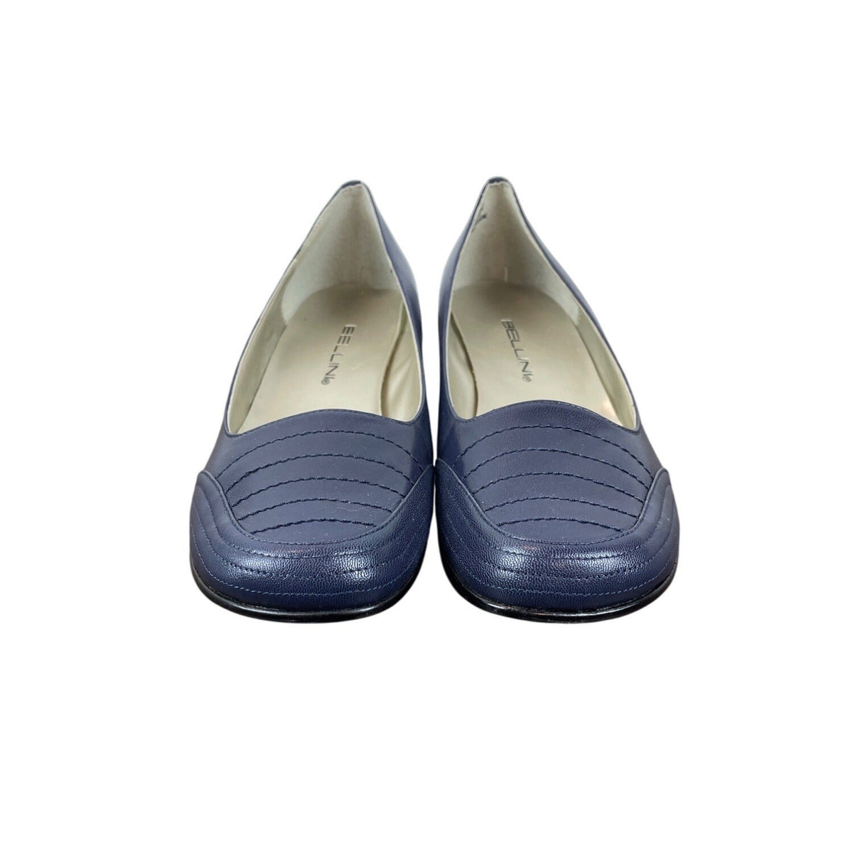 Bellini Womens Navy Blue Leather Oyster Wedge Shoes Size 8.5M