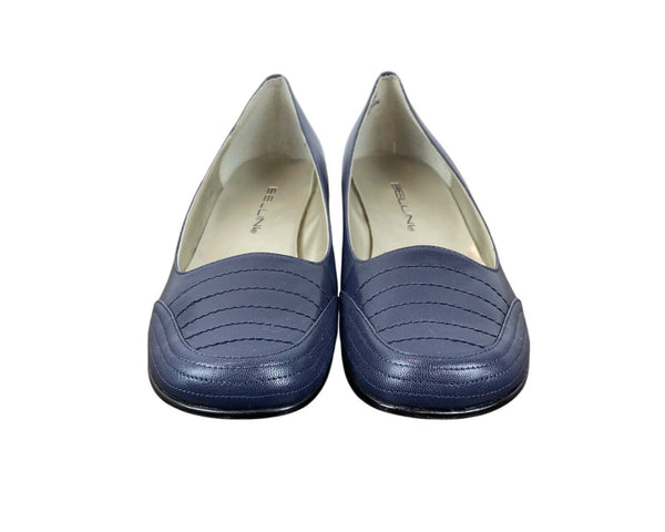 Bellini Womens Navy Blue Leather Oyster Wedge Shoes Size 8.5M