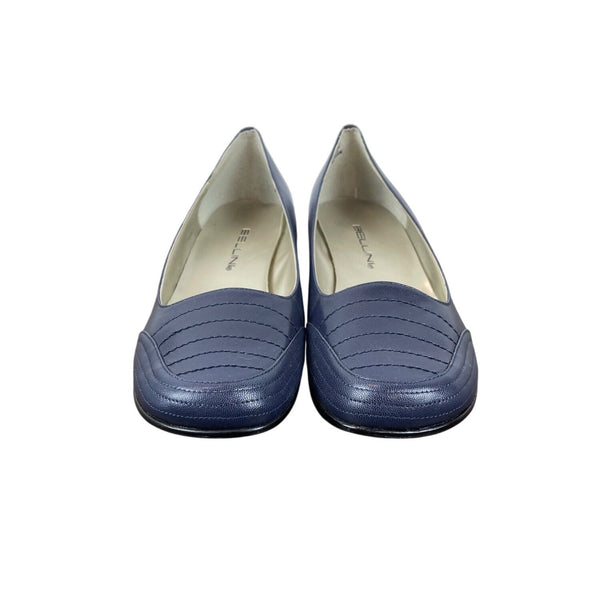 Bellini Womens Navy Blue Leather  Oyster Wedge Shoes Size 8.5M
