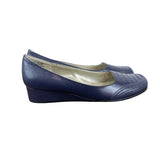 Bellini Womens Navy Blue Leather Oyster Wedge Shoes Size 8.5M