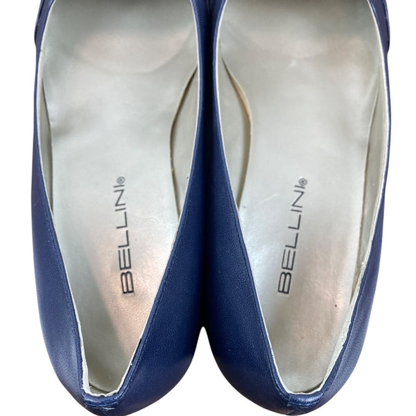Bellini Womens Navy Blue Leather  Oyster Wedge Shoes Size 8.5M