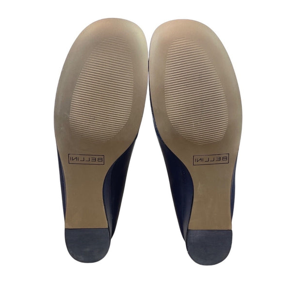 Bellini Womens Navy Blue Leather Oyster Wedge Shoes Size 8.5M