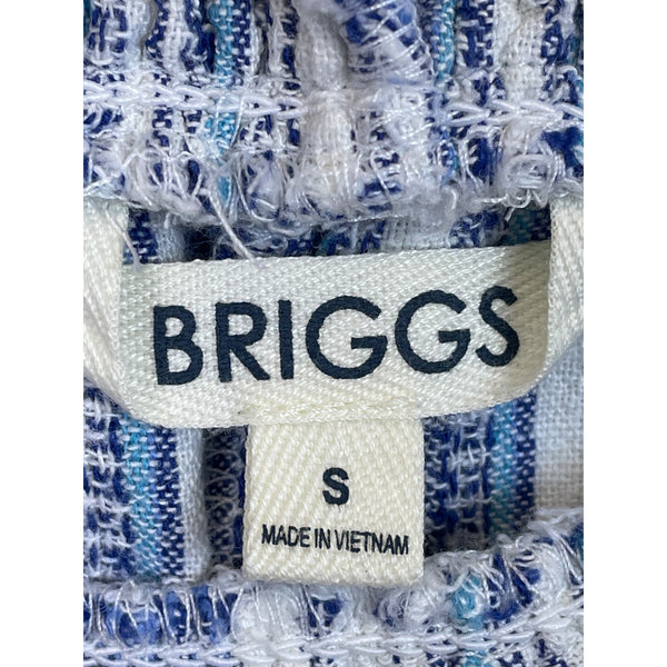 Briggs Womens Blue Striped Elastic Waist Casual Shorts With Tassel Drawstrings Size S