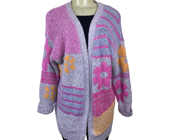 Sincerely Jules Womens Open Front Cardigan Pink Orange & Purple - Sz S - New
