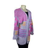 Sincerely Jules Womens Open Front Cardigan Pink Orange & Purple - Sz S - New