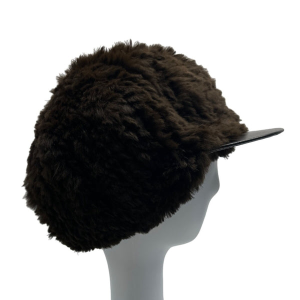 Surell Unisex Brown Rabbit Fur Wide Brim Winter Cap - One Size