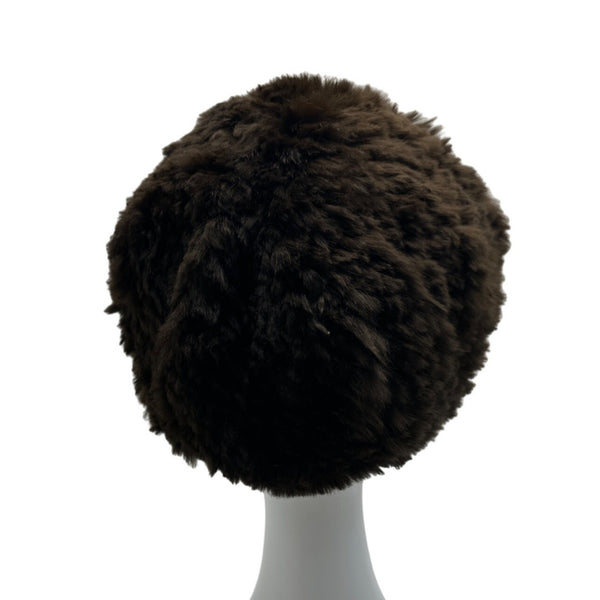 Surell Unisex Brown Rabbit Fur Wide Brim Winter Cap - One Size
