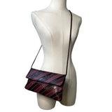 Vintage Dame Burgundy & Black Striped Leather Snake Embossed Shoulder Bag