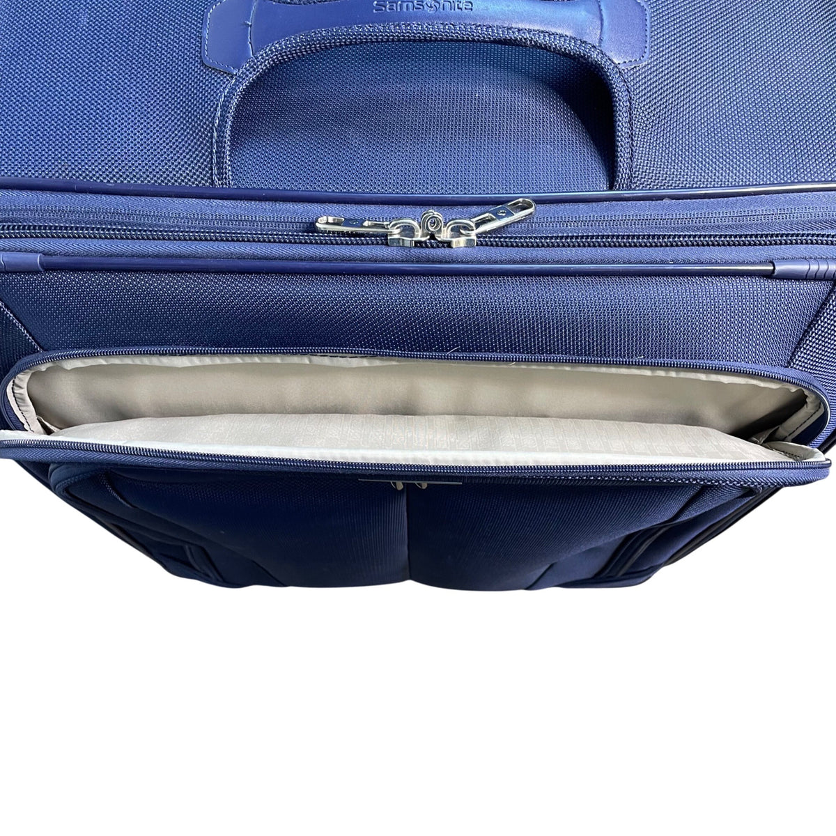 Samsonite Navy 4-Wheel Spinner Luggage Telescopic Handle Multiple Compartments