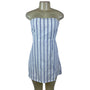 Sndys Womens White & Blue Strapless Mini Dress Striped Smocked Back Sz L - New