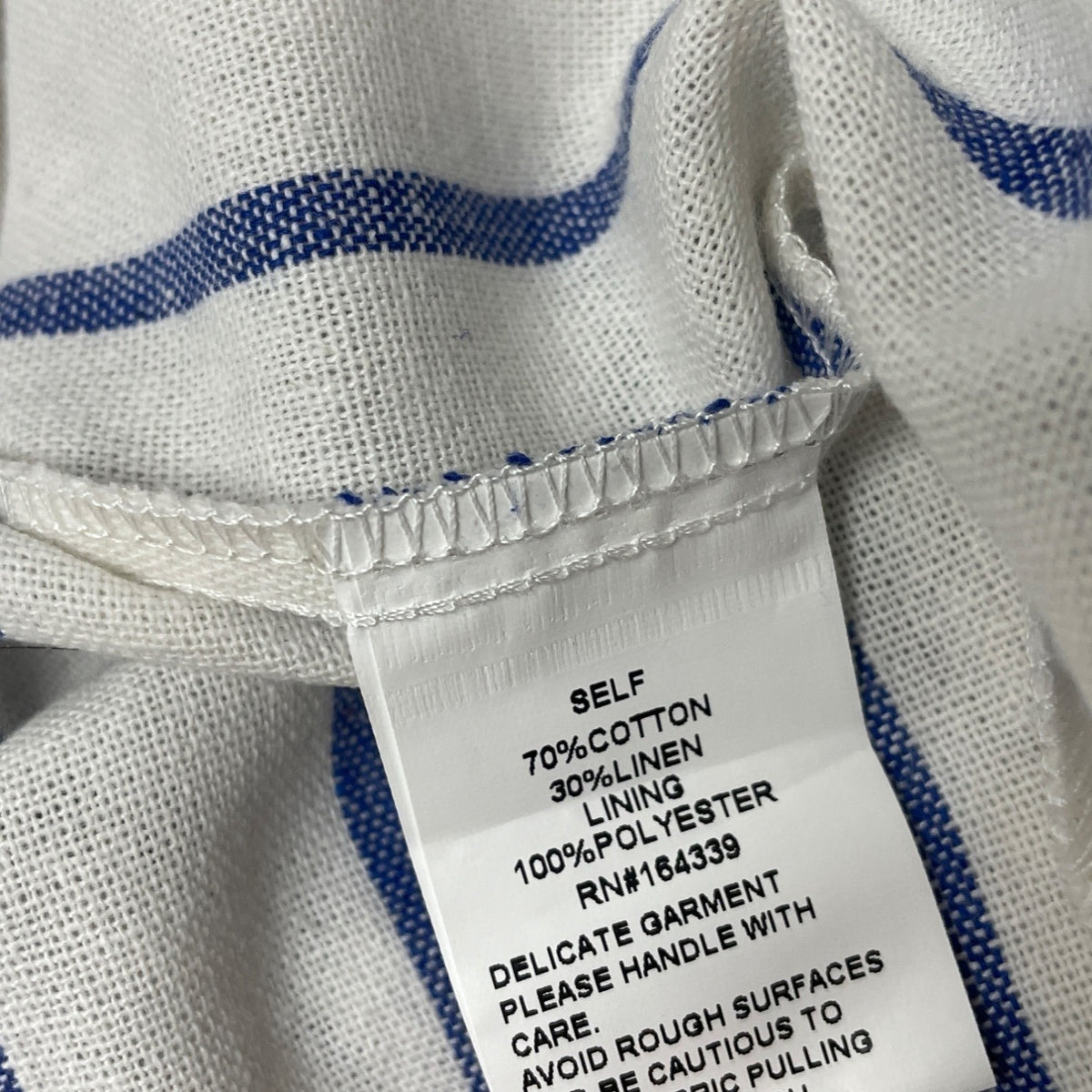 Sndys Womens White & Blue Strapless Mini Dress Striped Smocked Back Sz L - New