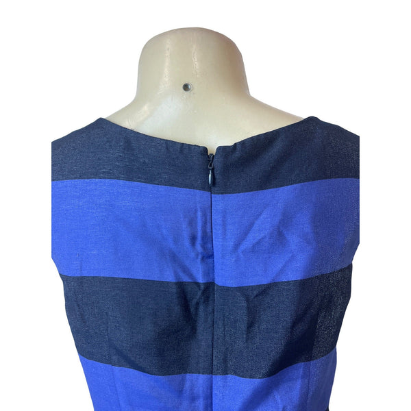 Banana Republic Women's Black & Blue Striped Sleeveless Peplum Shirt Sz 6