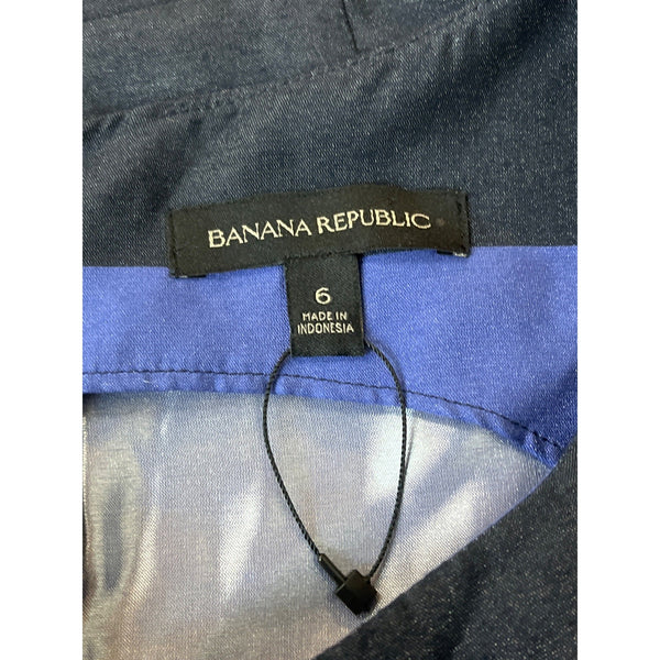 Banana Republic Women's Black & Blue Striped Sleeveless Peplum Shirt Sz 6