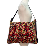 Vintage Lee Stomer For Ronay Tapestry With Black Leather Trim Shoulder Bag