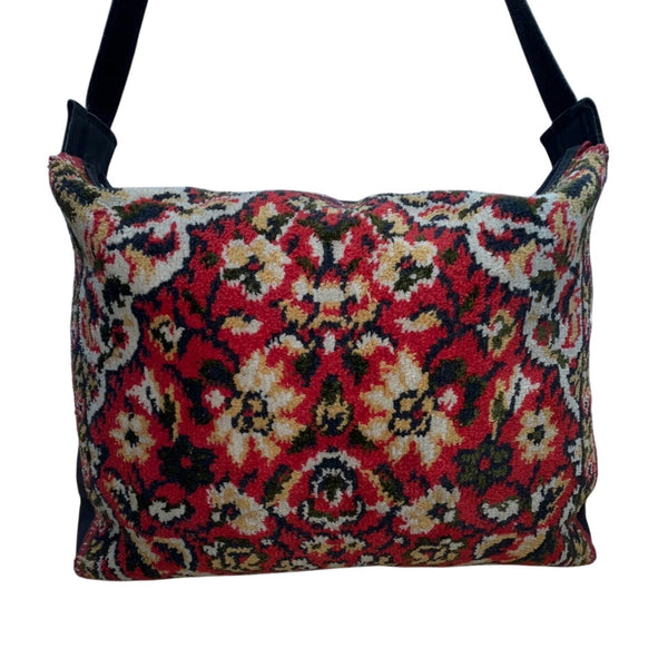 Vintage Lee Stomer For Ronay Tapestry With Black Leather Trim Shoulder Bag